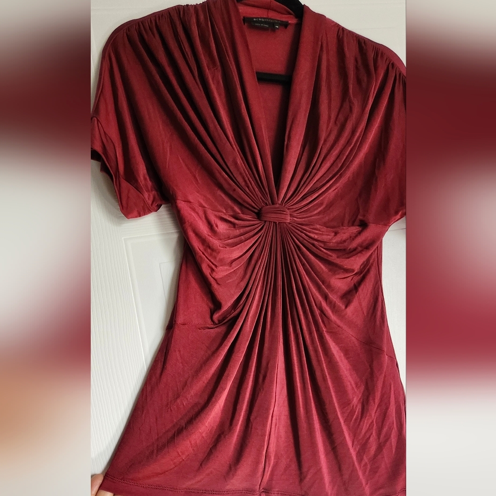 BCBGeneration Deep Red Ruched Blouse - Picture 2 of 11